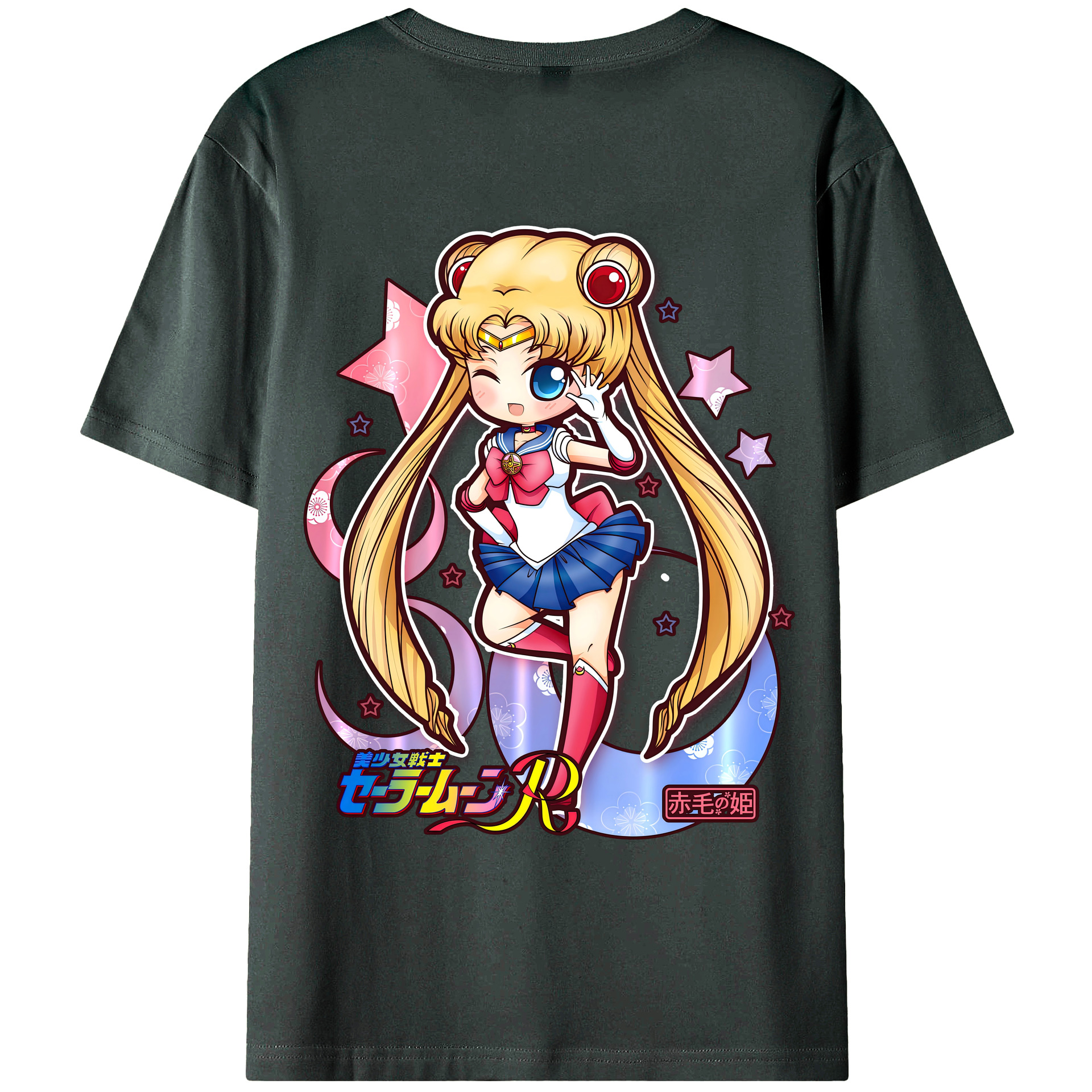 （画像用） 美少女戦士セーラームーン 月野 うさぎ つきの うさぎ Sailor Moon Tsukino Usagi 綿100％ メンズ半袖Tシャツ（バックプリント） 通気性